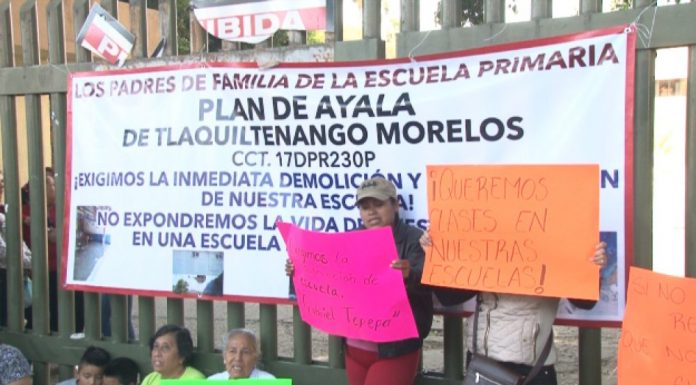 PROTESTAN EN MORELOS POR ESCUELAS NO RECONSTRUIDAS